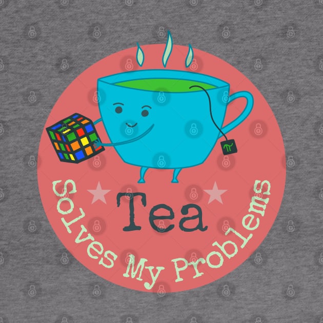 Tea Solves My Problems - cute cup of tea on yellow by Green Paladin